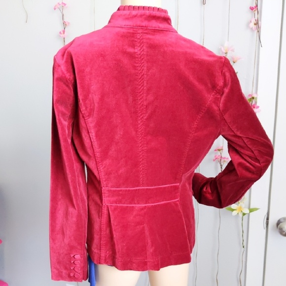 SOLD WHITE HOUSE BLACK MARKET BLAZER VELVET RED - Picture 4 of 8